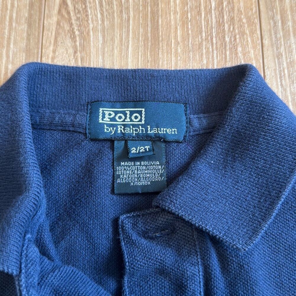 POLO by RALPH LAUREN ..Boys Navy 'State University' Print Polo Shirt Sz 2 - Picture 2 of 5
